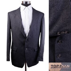 VINTAGE Mens Topman Two Button Solid Grey Sport Coat Jacket Blazer Sz 44L